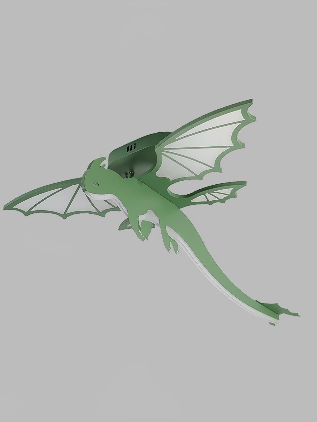 Side view of unlit green winged dinosaur light