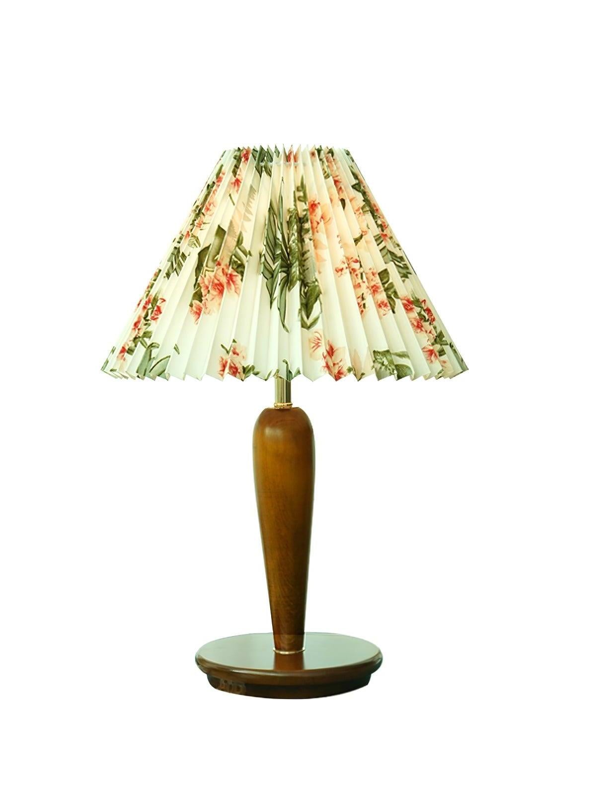 Brown Brentwood lamp with floral pleated shade