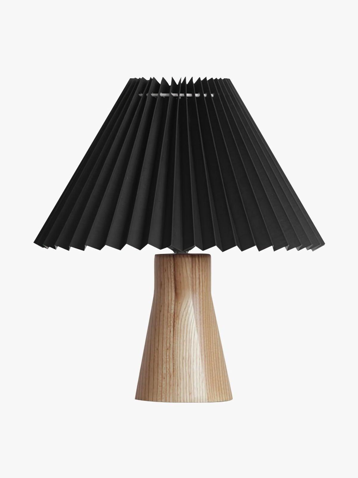 Luxurious Facet Pleated Wooden Table Lamp - Cueteks