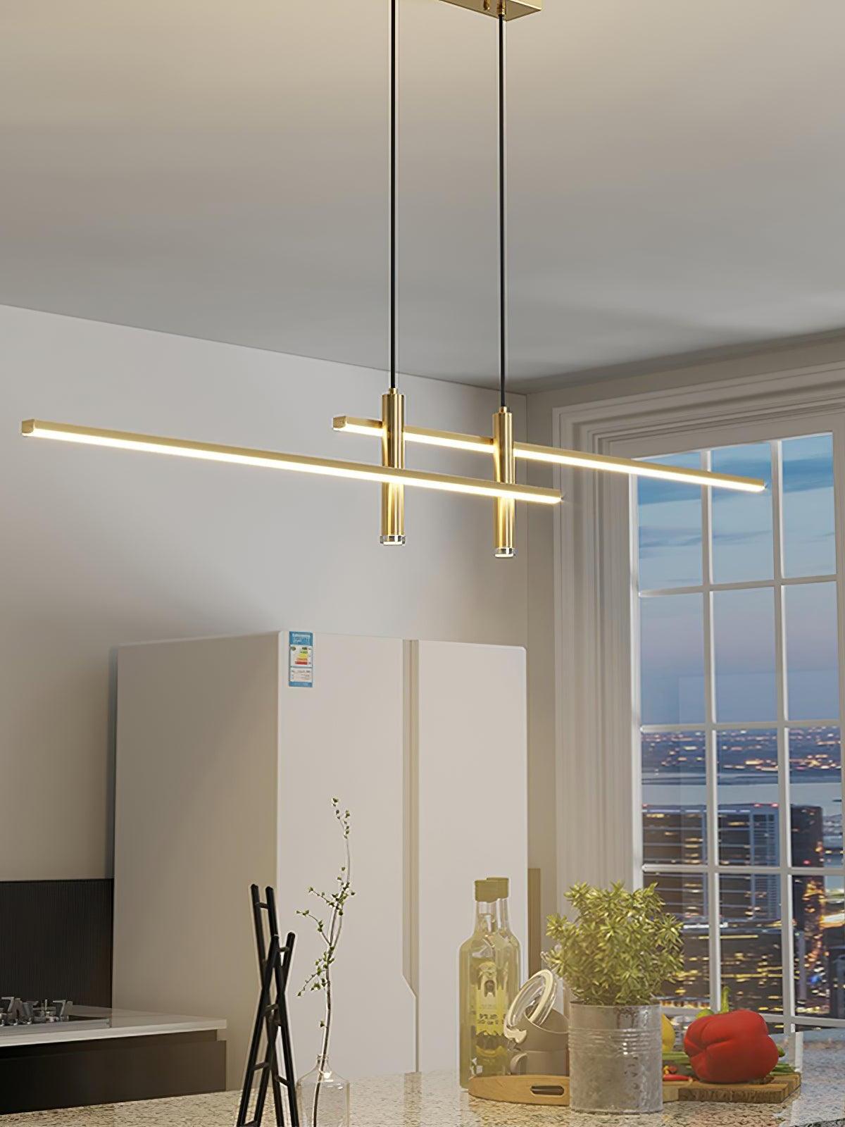Illuminated Gold bars and two cylindrical downlights