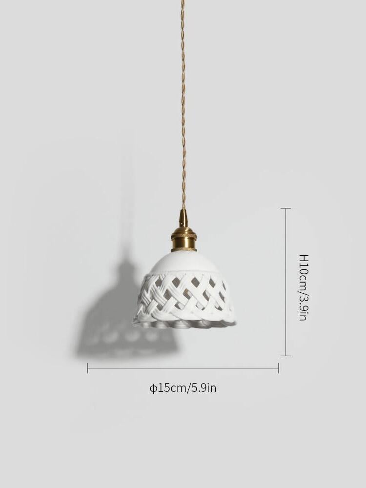 Stylish Ceramic Openwork Woven Pendant Lamp - Cueteks
