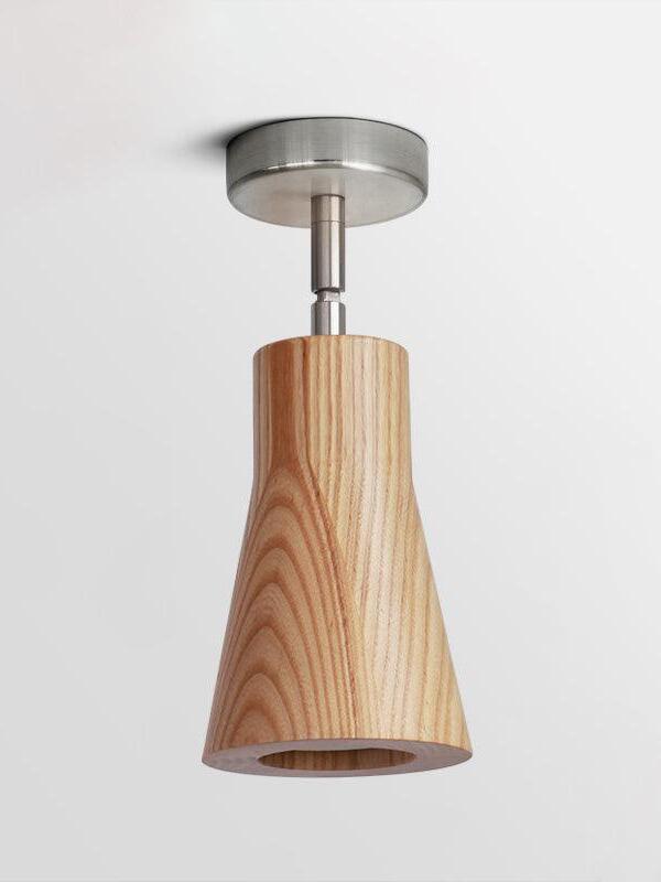 Single tapered wooden ceiling spot on round canopy