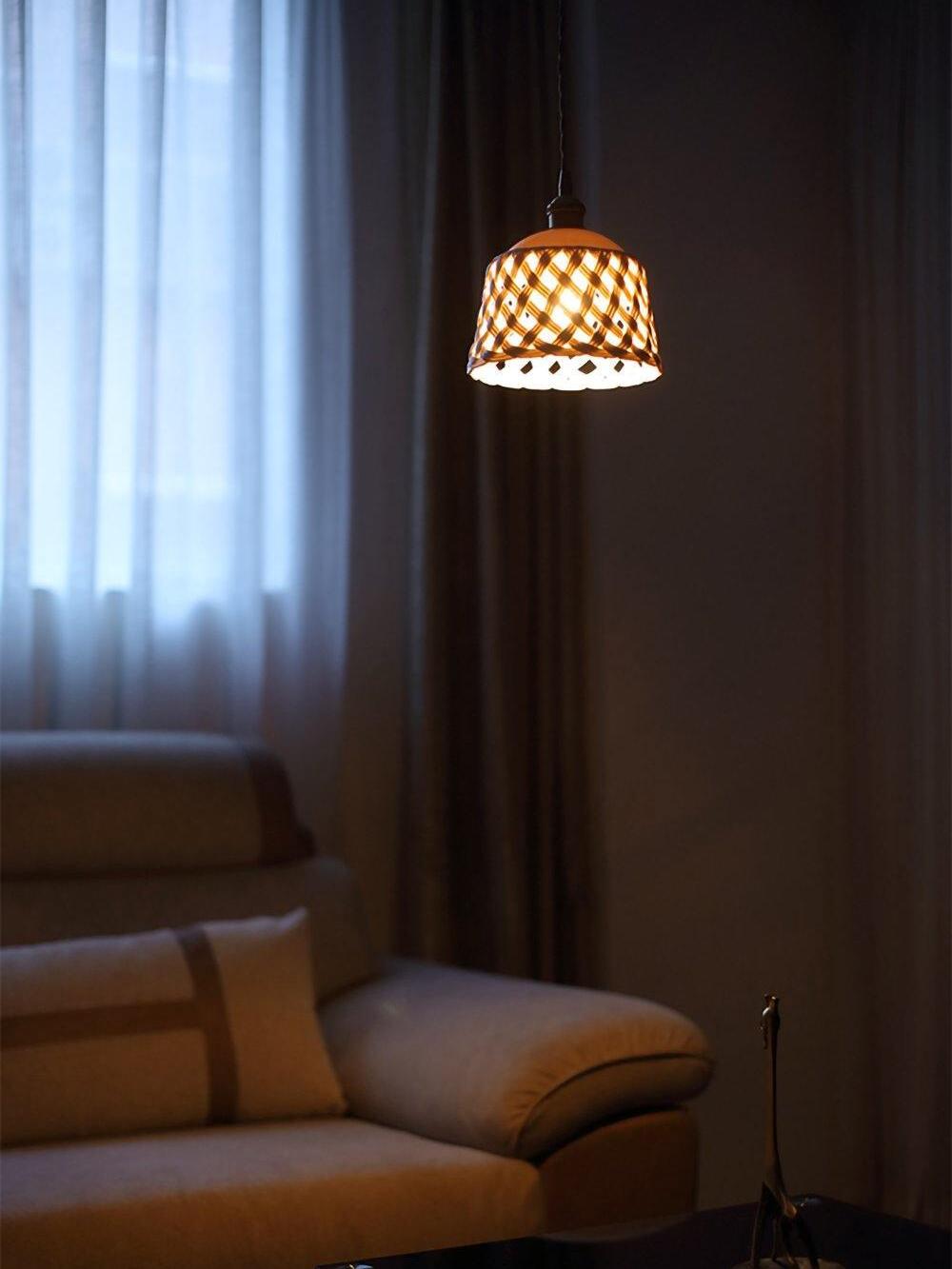 Stylish Ceramic Openwork Woven Pendant Lamp - Cueteks