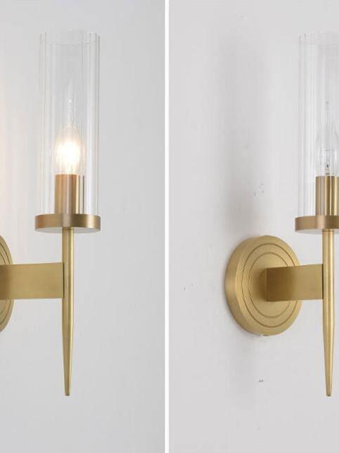Split close views of glass tube and wall mounting