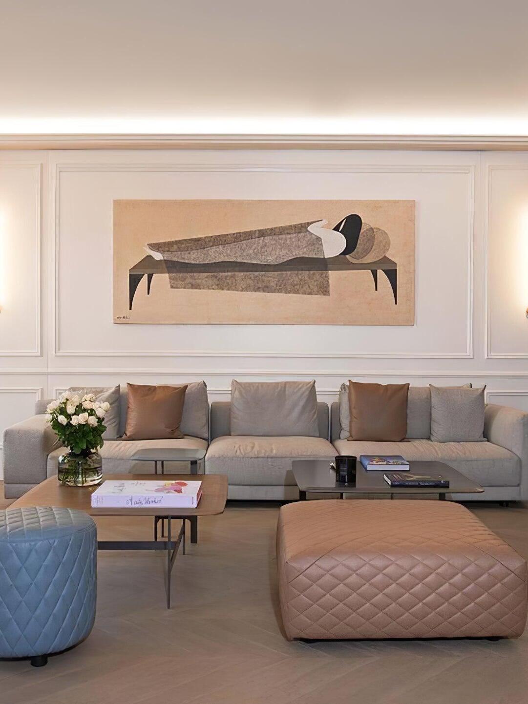 Slim wall lights in a lounge setting