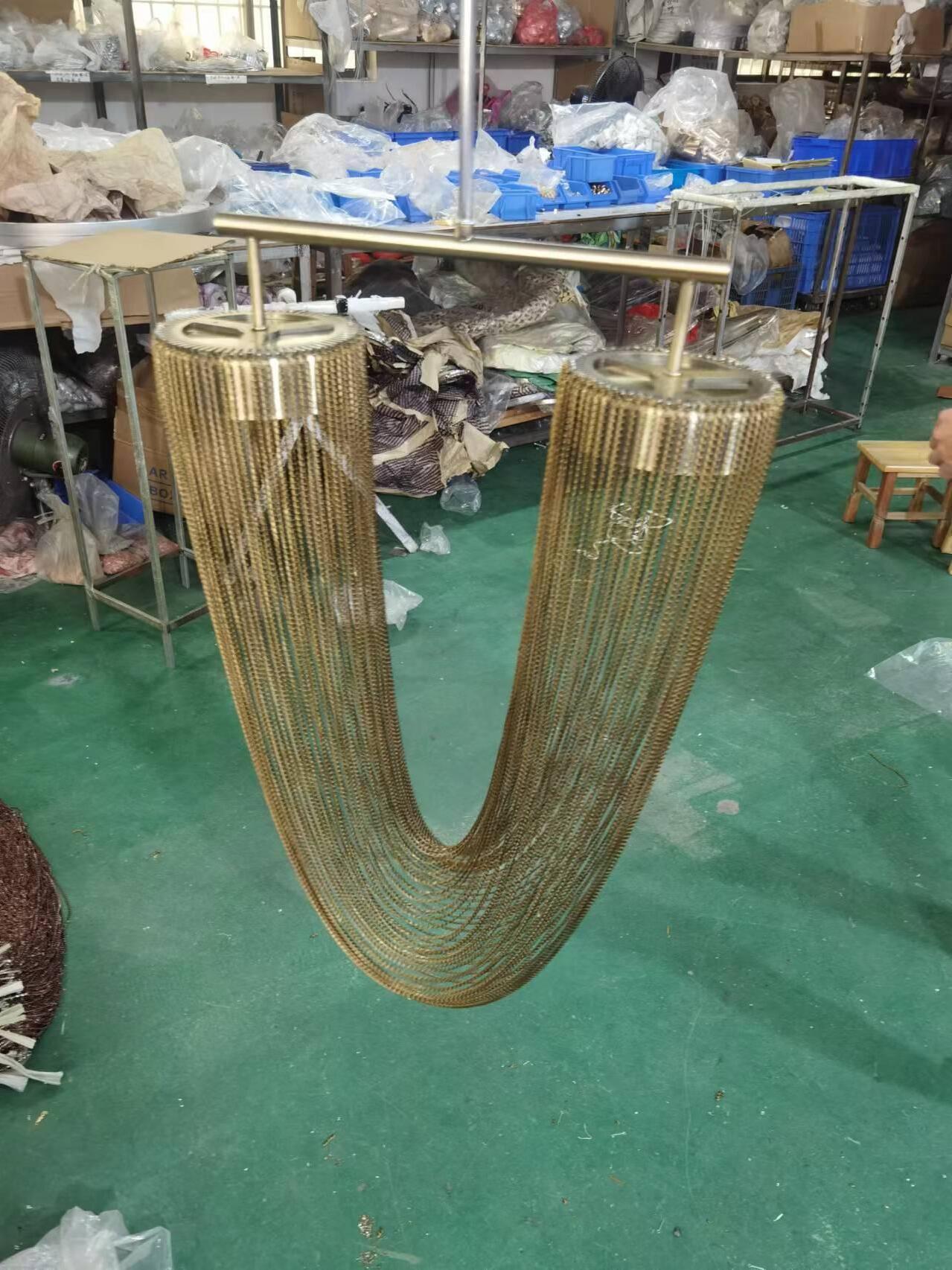 Chain lighting fixture on a workshop display