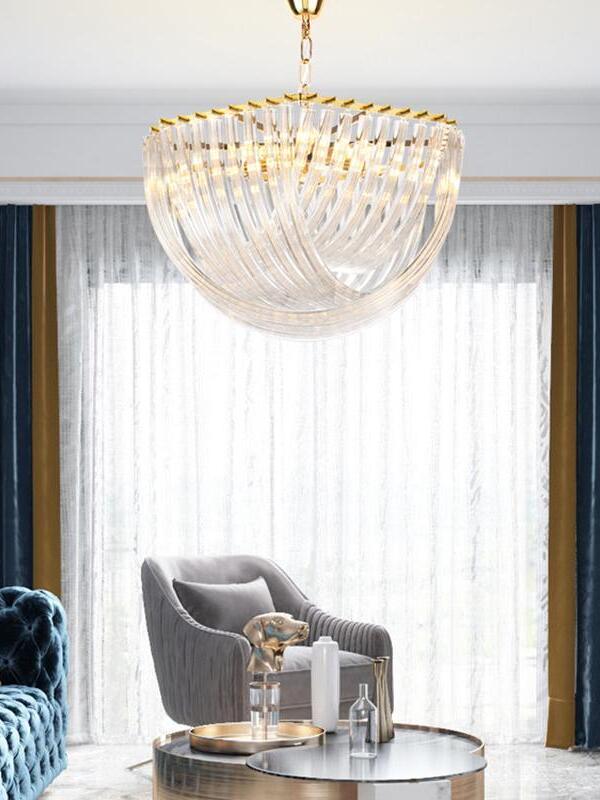 Modern Crystal pendant lamp in Champagne Gold for Restaurant - Cueteks