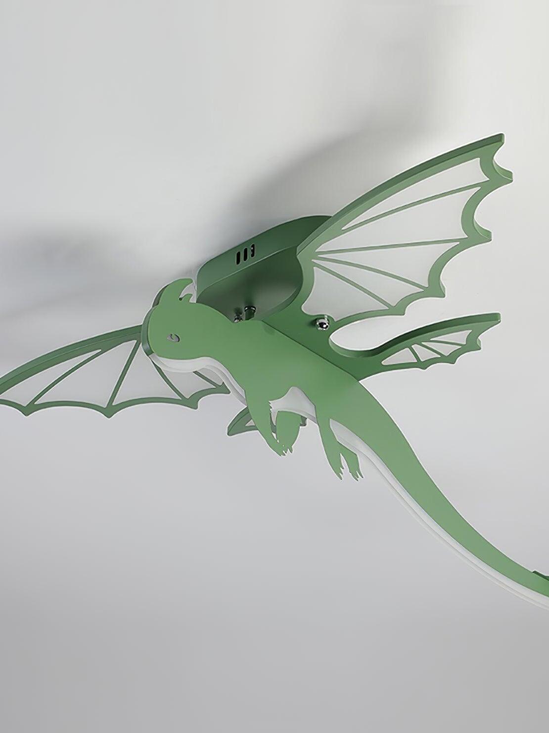 Close view of green wing frames and ceiling housing