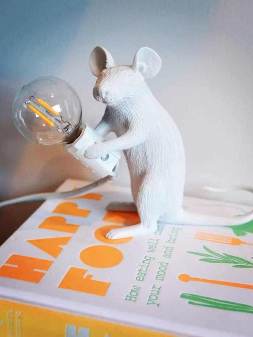 Resin White Mouse Shape Decorative Table Light - Cueteks