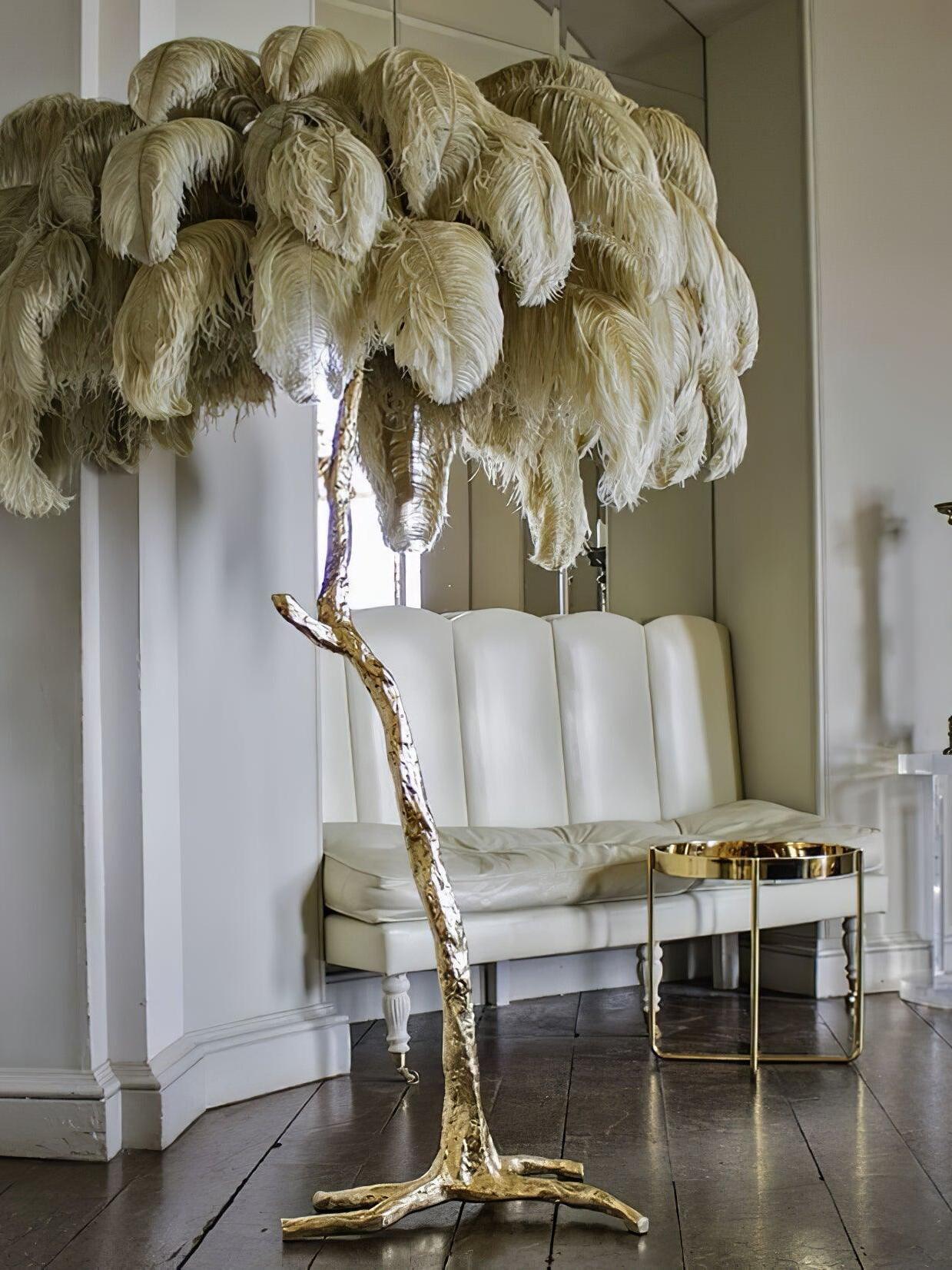 Ostrich Feather Resin Floor Light - Cueteks