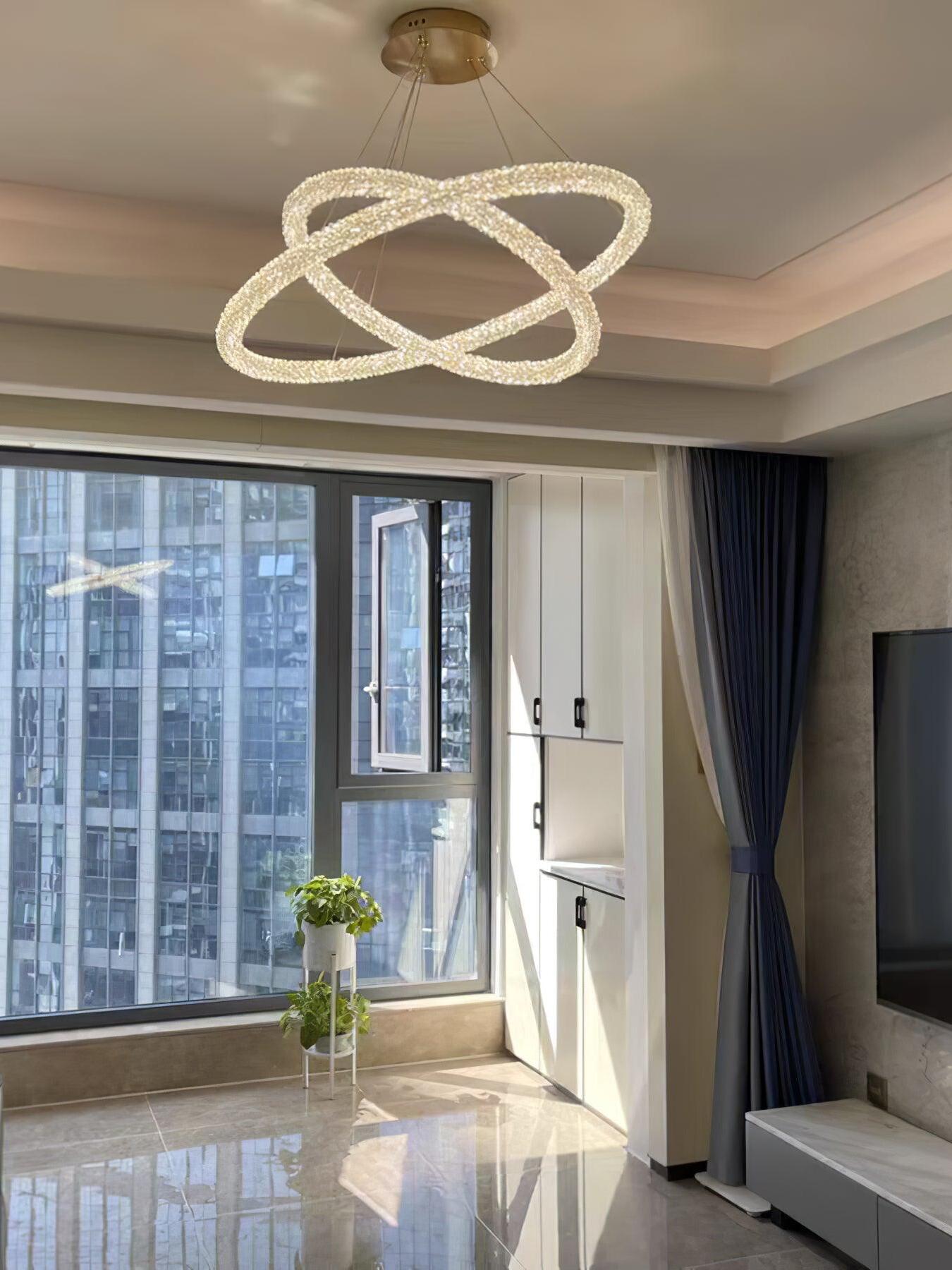 Decorative Ring Crystal Island Chandelier - Cueteks