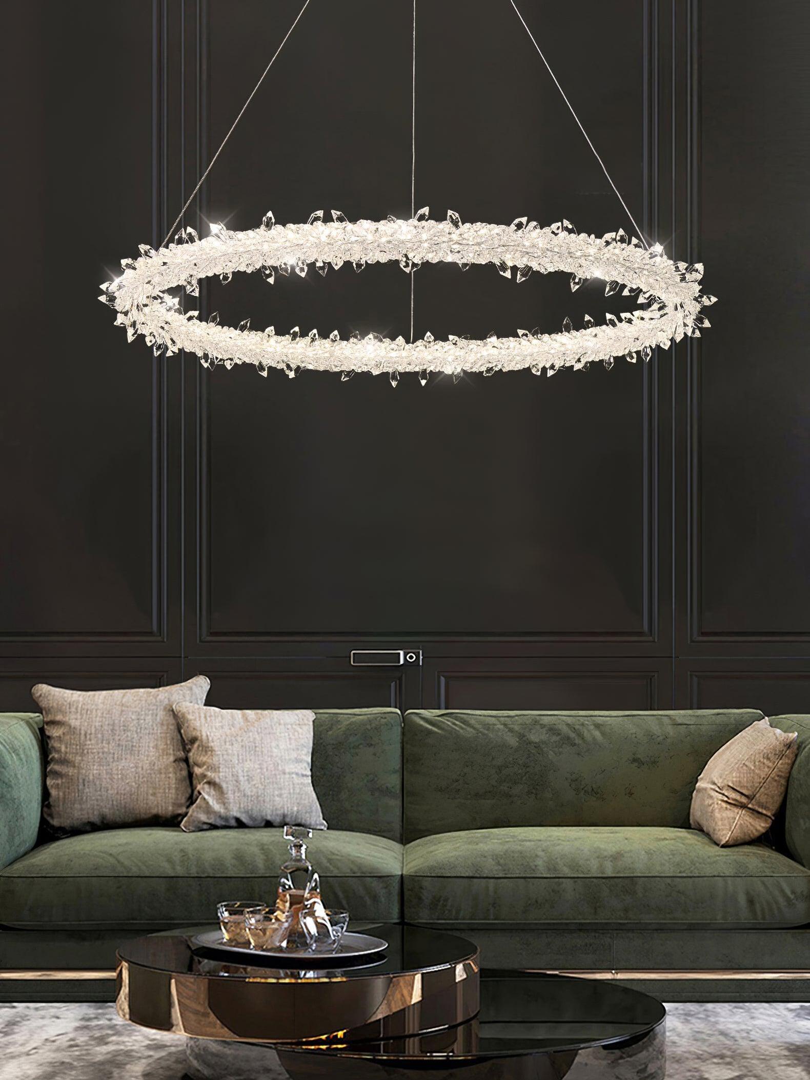 Decorative Ring Crystal Island Chandelier - Cueteks