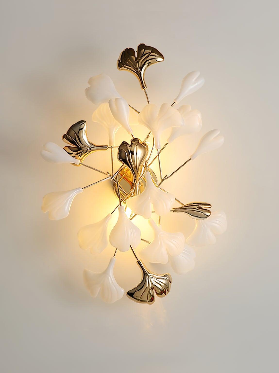 Classic Ceramics Flower Gingko Wall Lamp - Cueteks