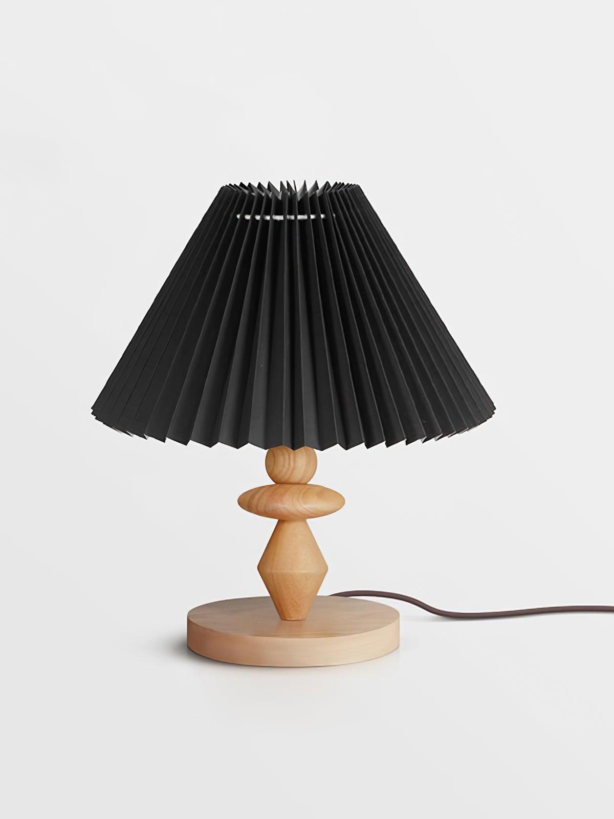 Luxurious Facet Pleated Wooden Table Lamp - Cueteks