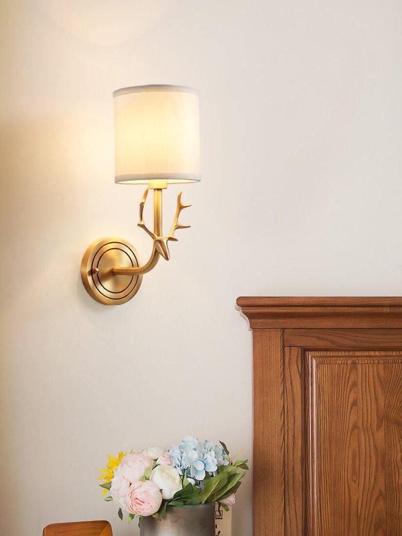 Brass Deer Head Wall Light - Cueteks