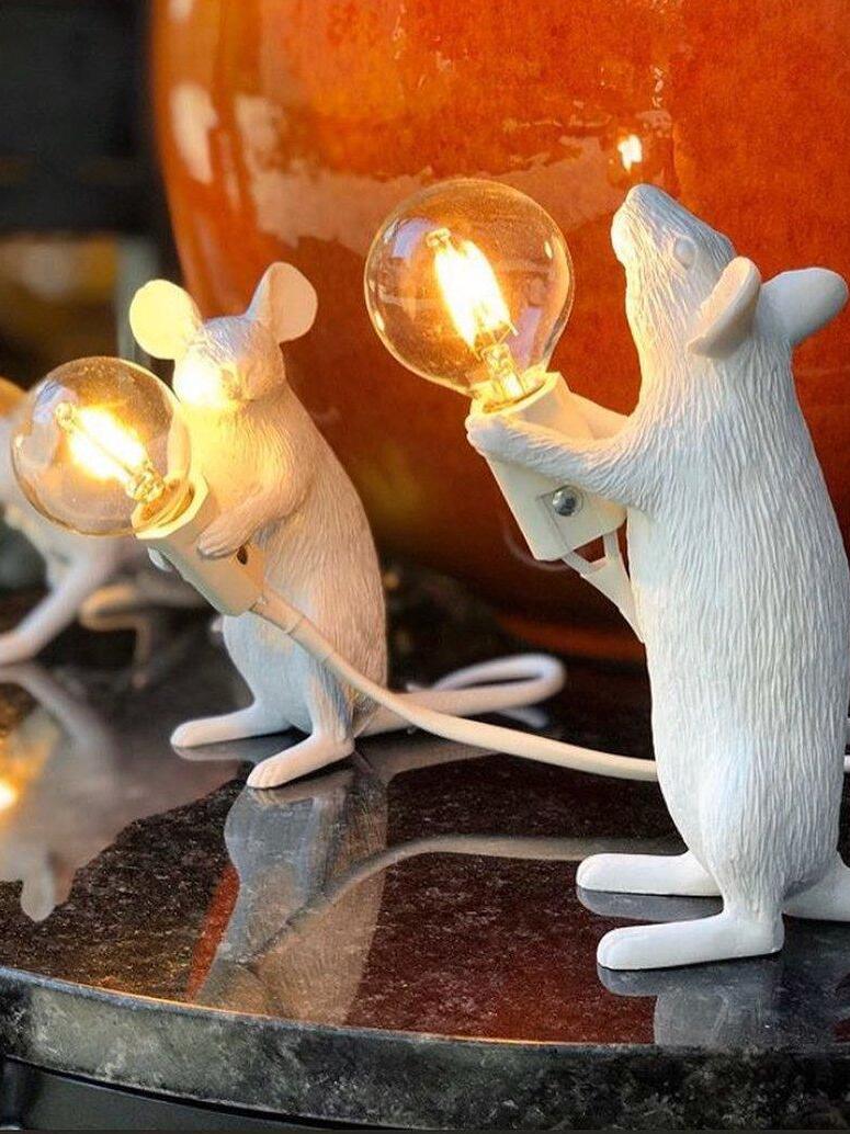 Resin White Mouse Shape Decorative Table Light - Cueteks