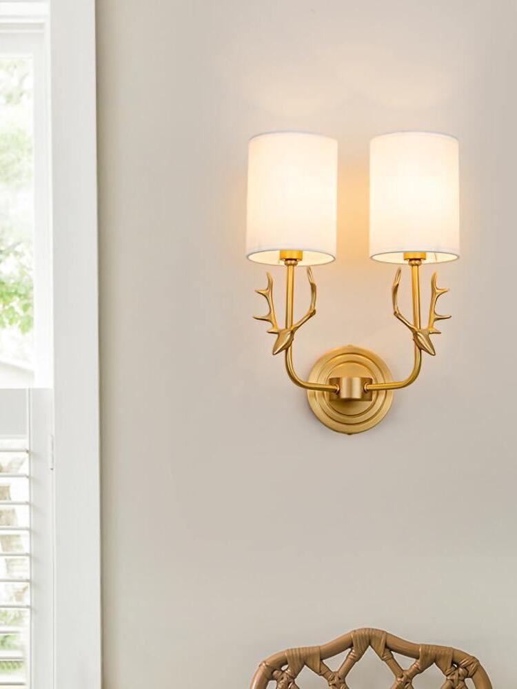 Brass Deer Head Wall Light - Cueteks