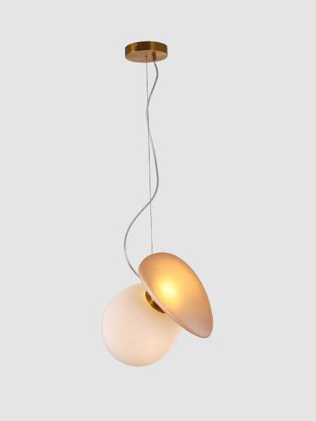 Model 21 white and amber diagonal pebble pendant forms