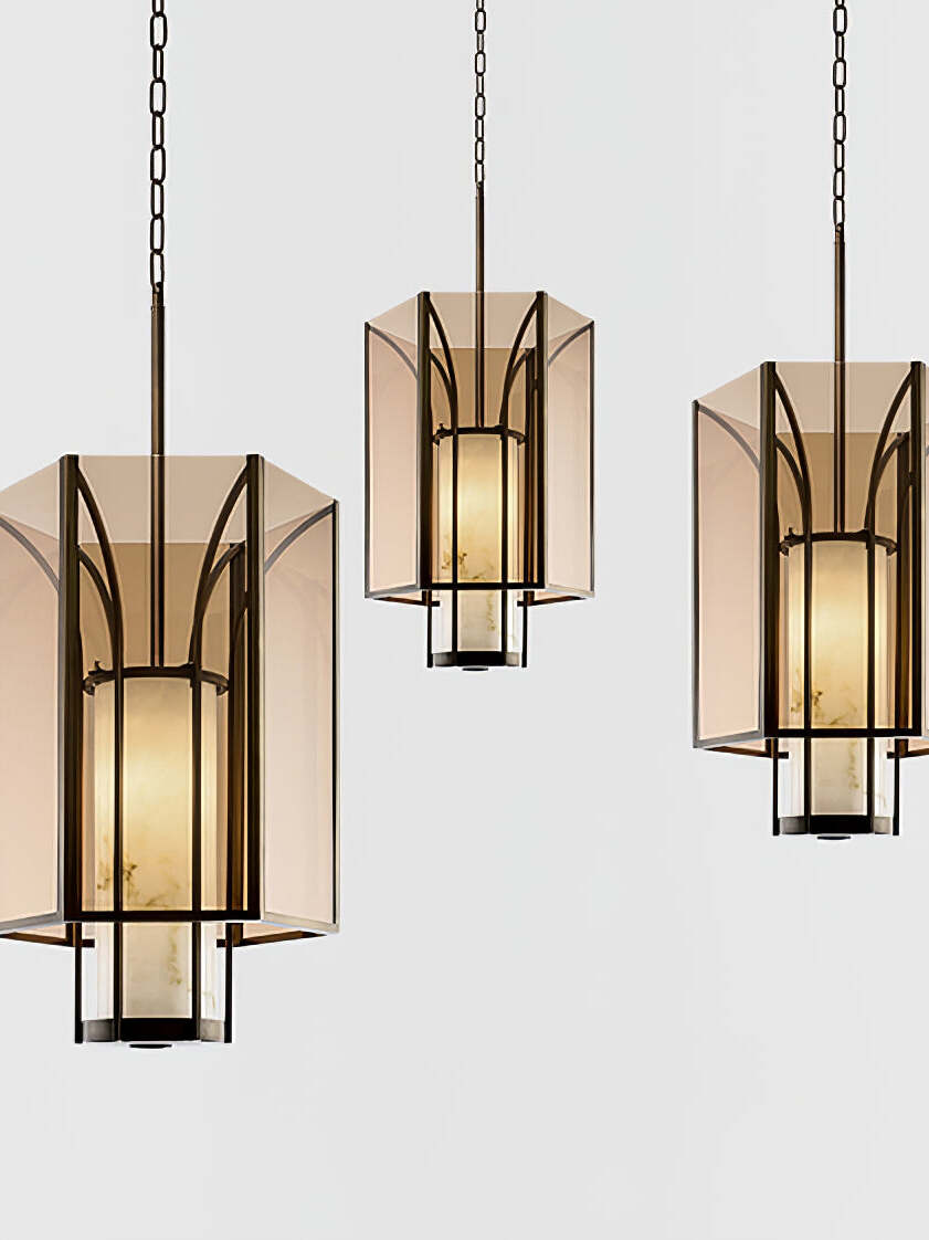 Three separately hung Remy lantern pendants