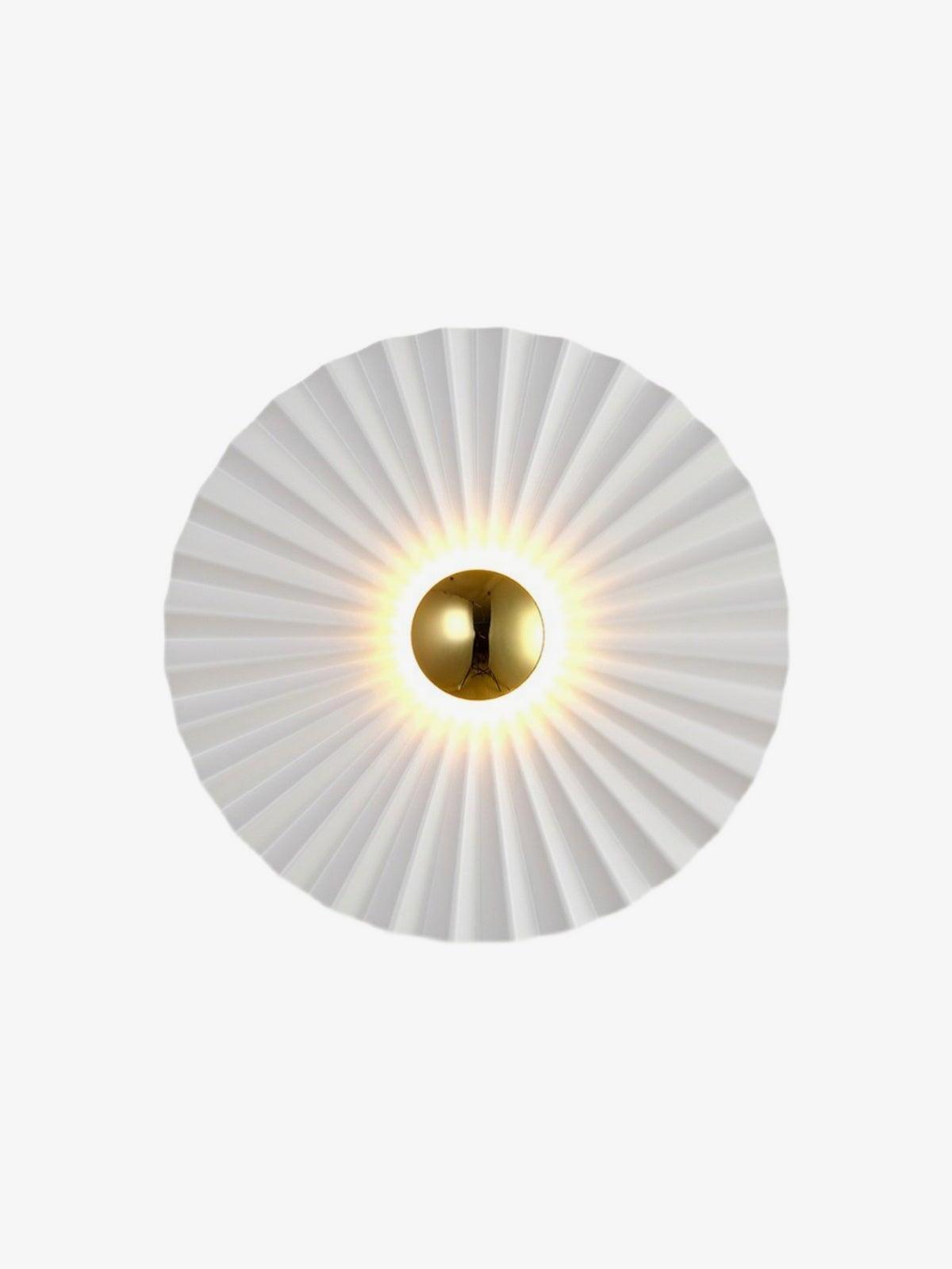 Single white radial wall light with gold-tone centre