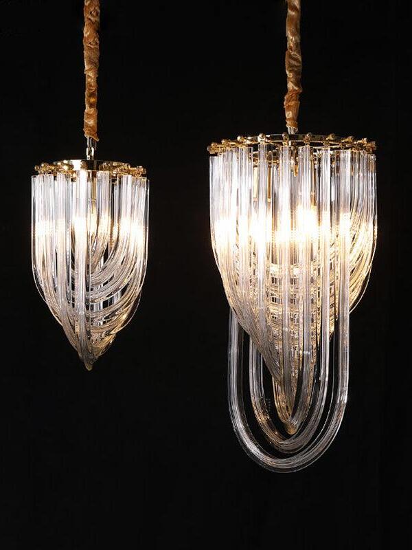 Modern Crystal pendant lamp in Champagne Gold for Restaurant - Cueteks