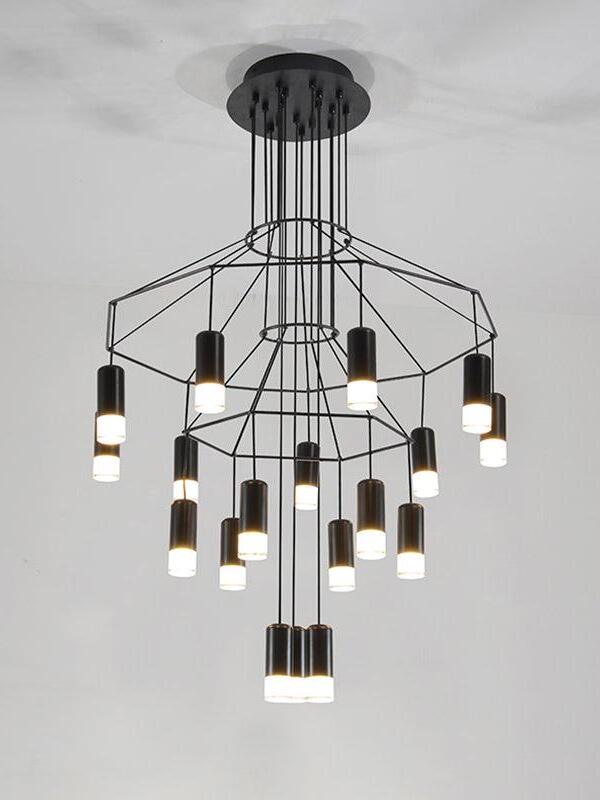 Industrial Metal Lines Multi-head Chandelier - Cueteks