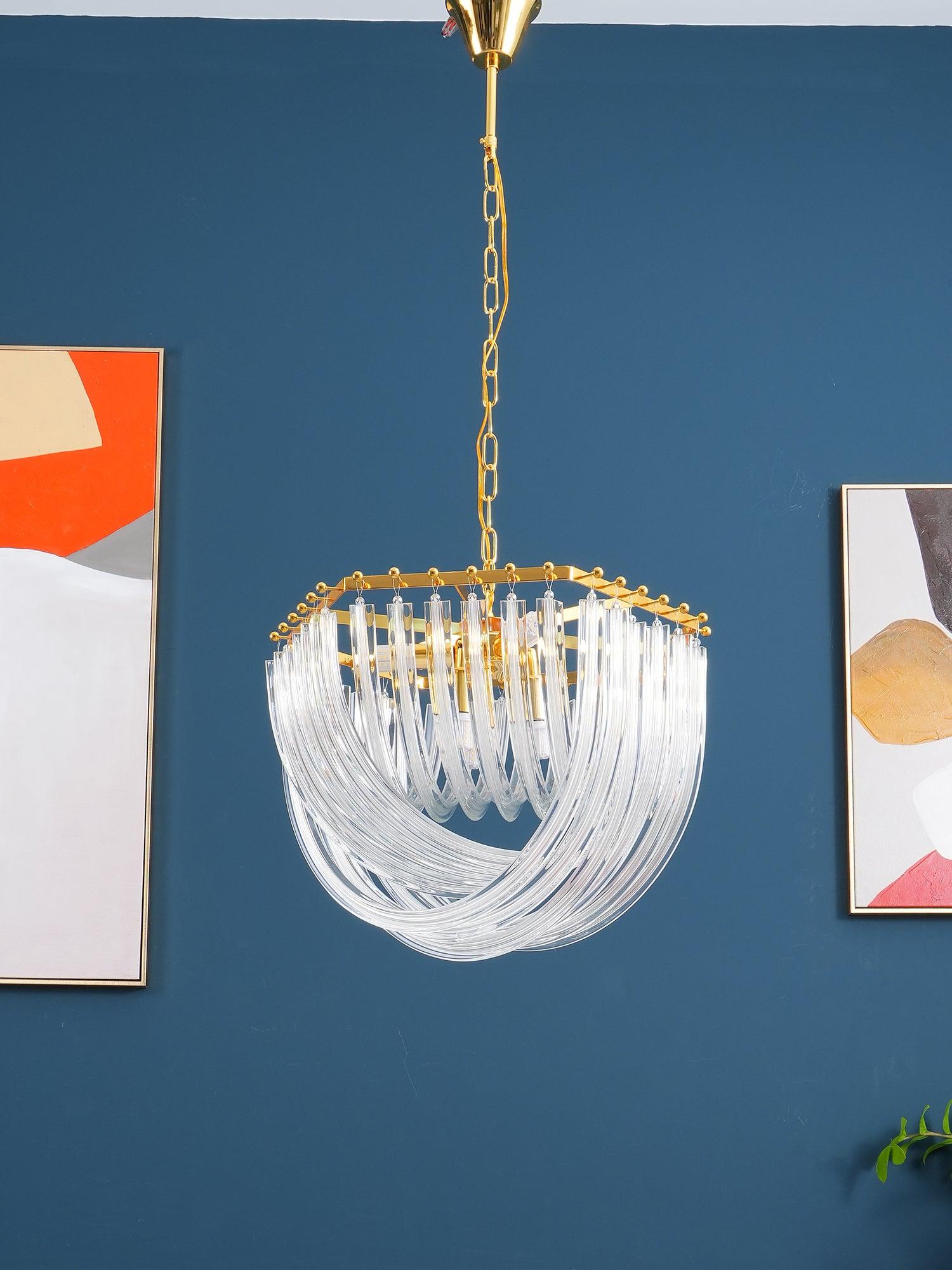 Modern Crystal pendant lamp in Champagne Gold for Restaurant - Cueteks