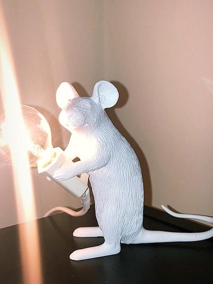 Resin White Mouse Shape Decorative Table Light - Cueteks