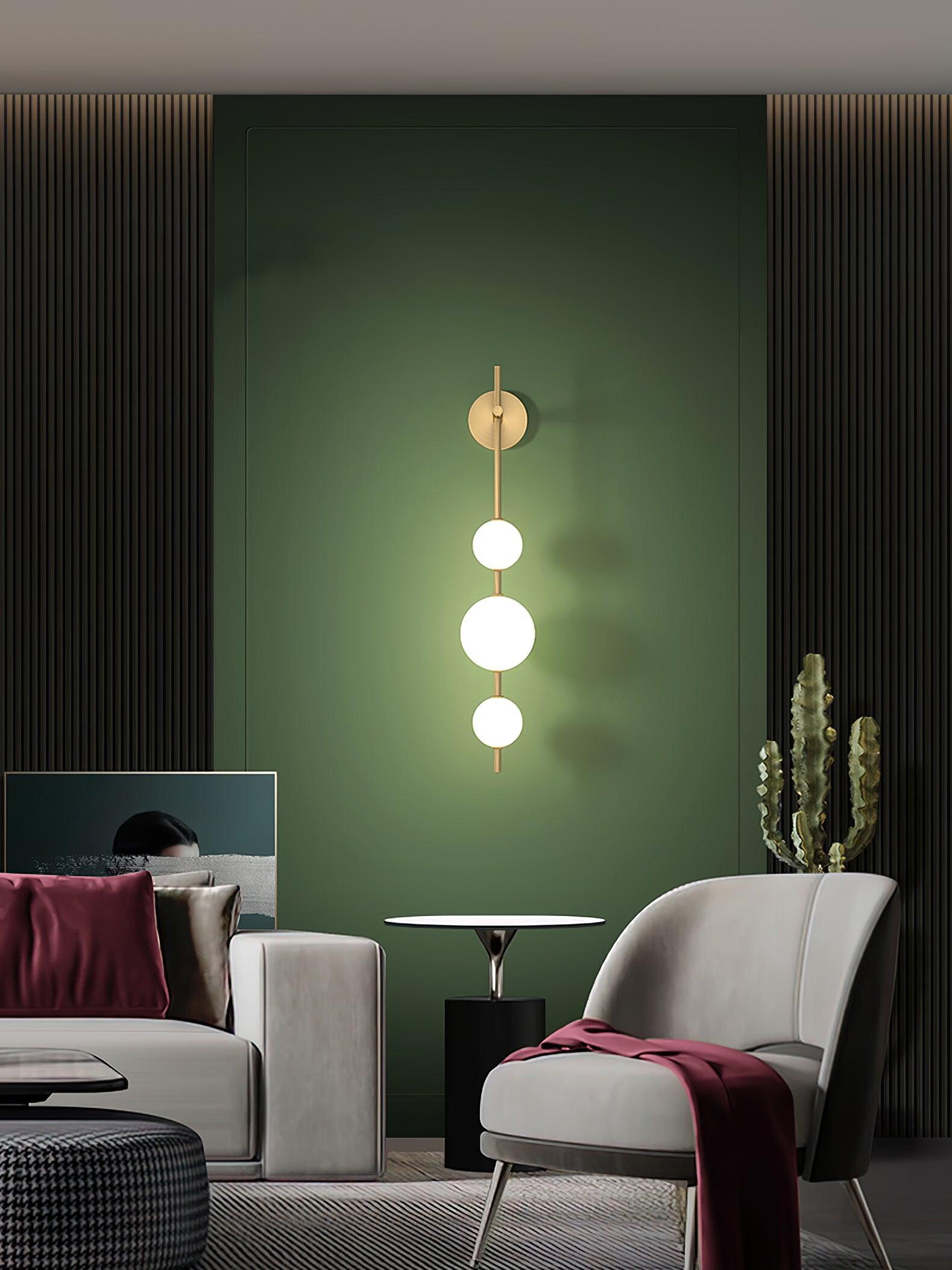 Delicate Glass Globe Vertical Brass Wall Lamp - Cueteks