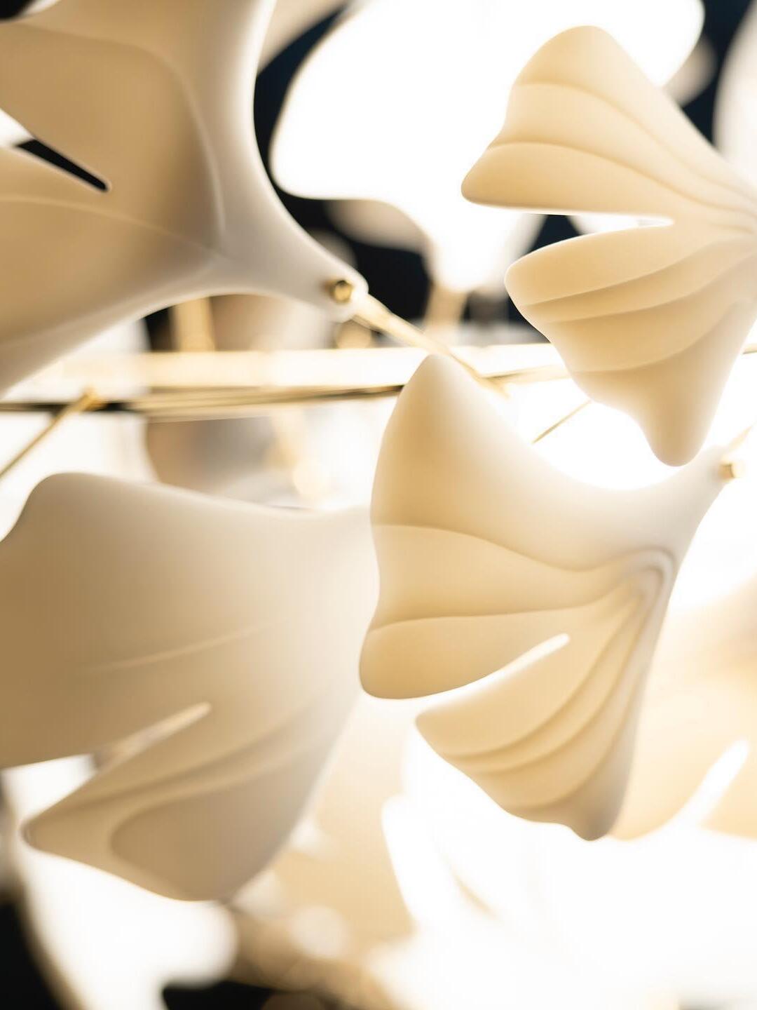 Modern Ceramics Flower Gingko Chandelier C - Cueteks