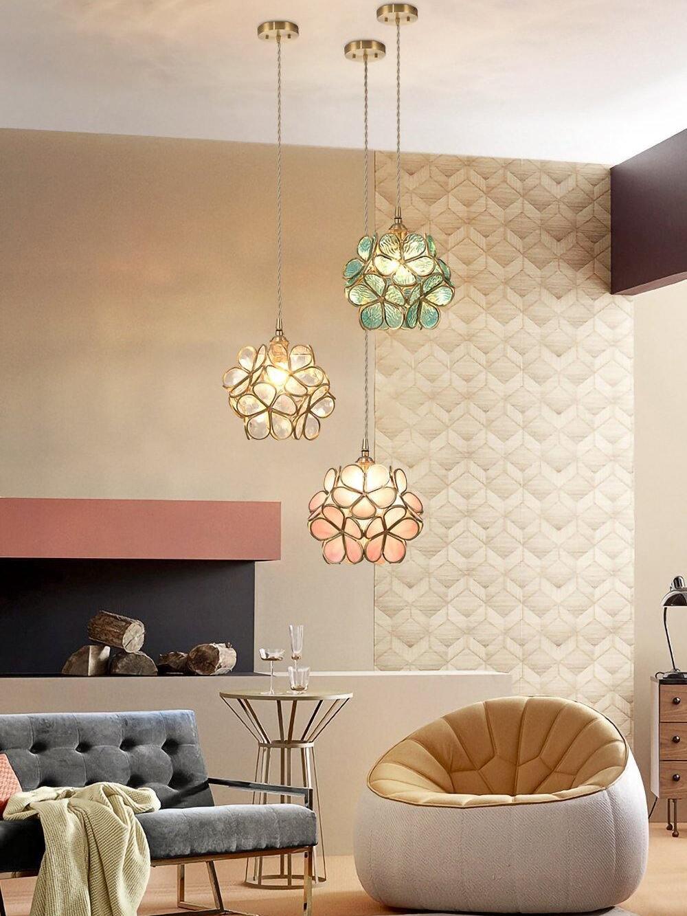 Glass Flower Petal Pendant Light - Cueteks
