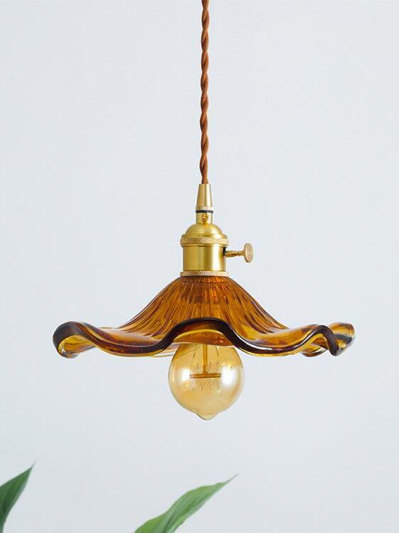 Glass Hibiscus Flower Pendant Light - Cueteks