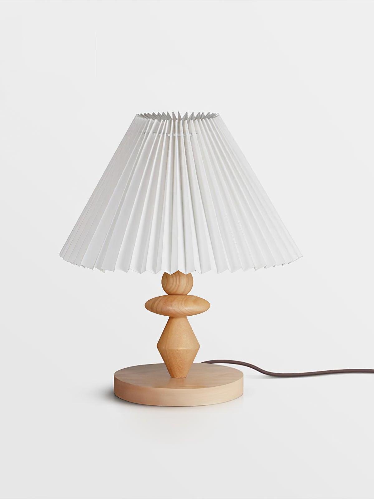 Luxurious Facet Pleated Wooden Table Lamp - Cueteks