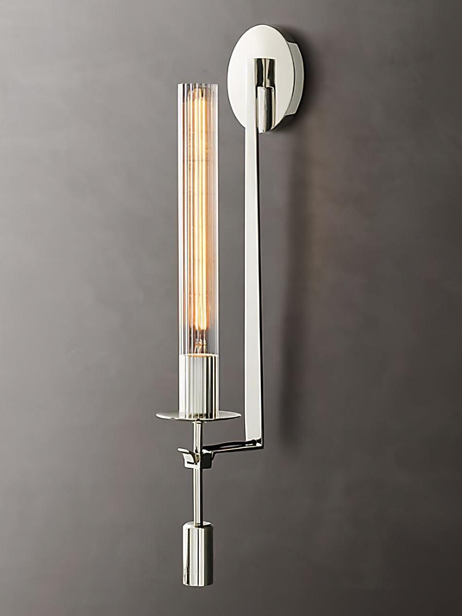 Retro Brass Fontanelle Glass Wall Lamp For Bedroom - Cueteks