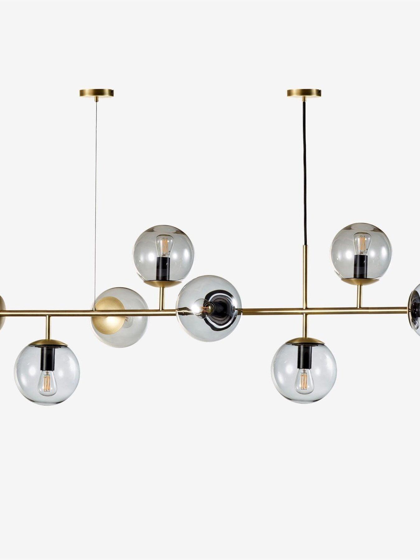 Smoke-looking glass globes on a linear bar