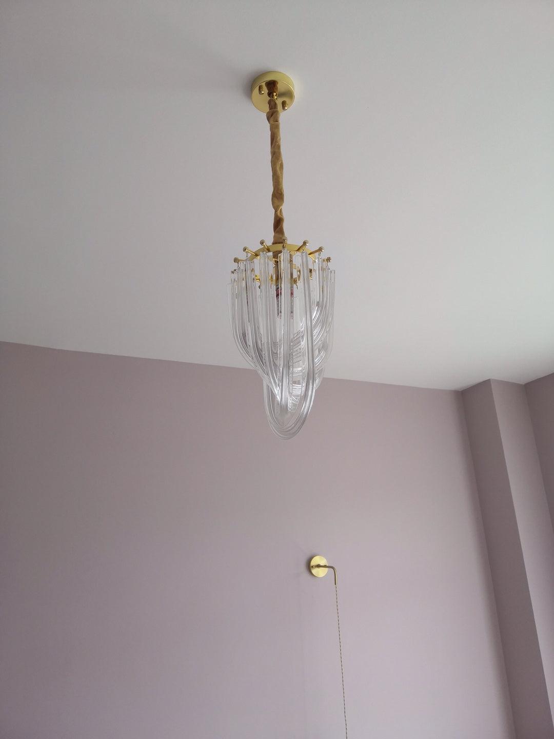 Modern Crystal pendant lamp in Champagne Gold for Restaurant - Cueteks
