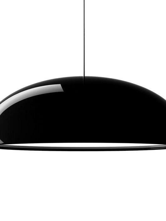 Close-up of glossy black dome