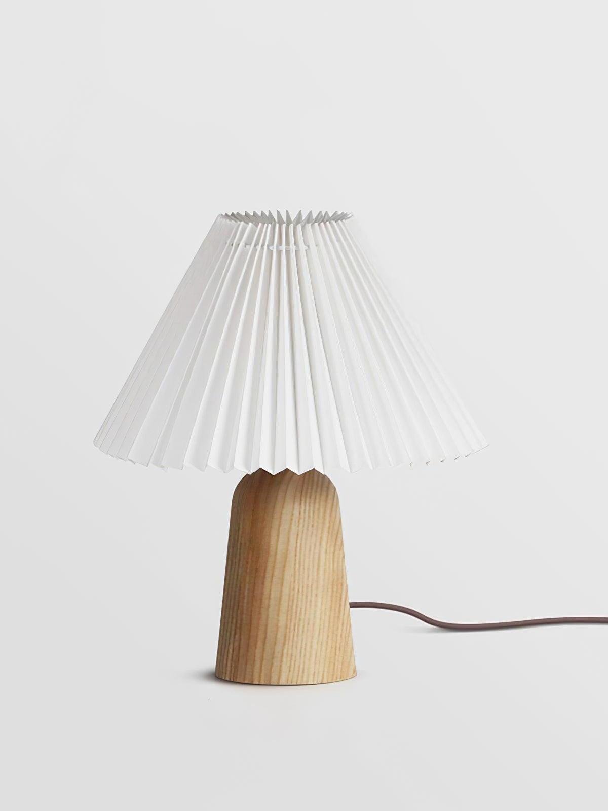 Luxurious Facet Pleated Wooden Table Lamp - Cueteks