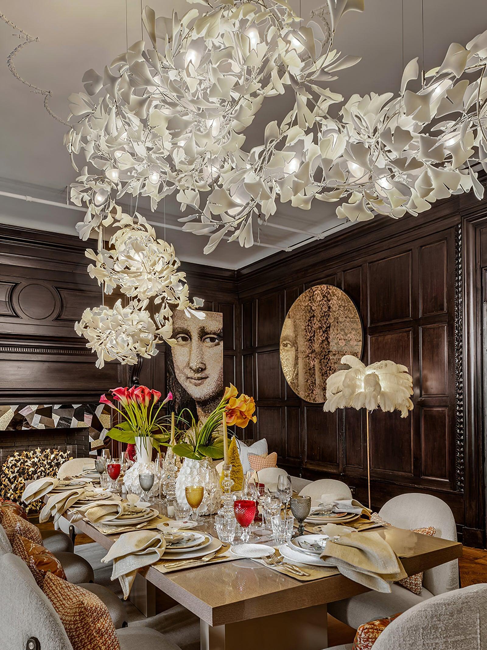 Modern Ceramics Flower Gingko Chandelier C - Cueteks