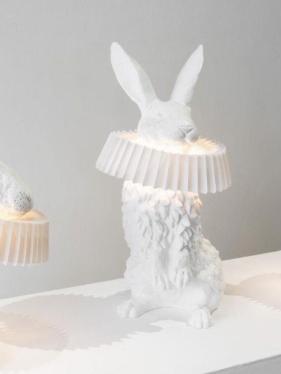 White Resin Rabbit Decorative Table Lamp - Cueteks