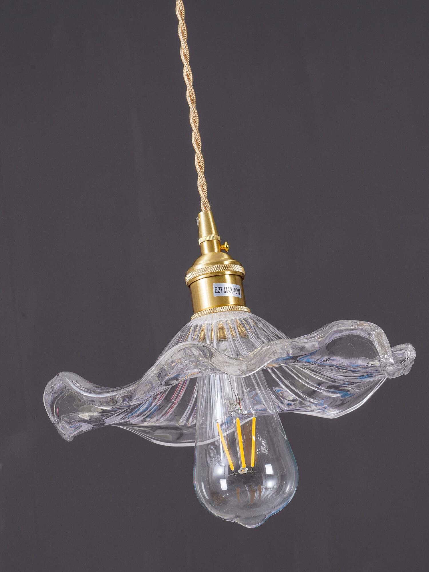 Glass Hibiscus Flower Pendant Light - Cueteks