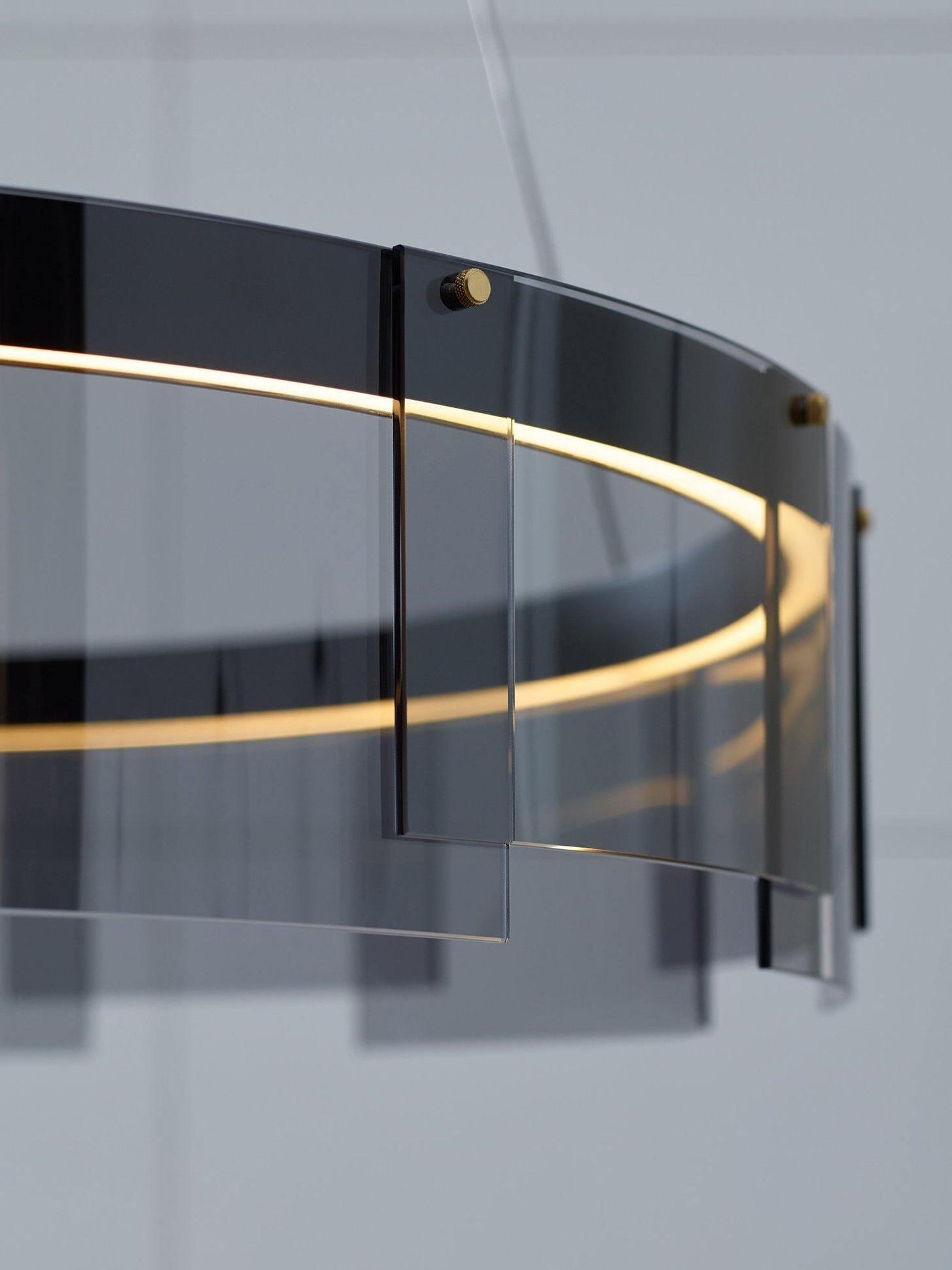Stratos overlapping glass edges and LED ring close-up