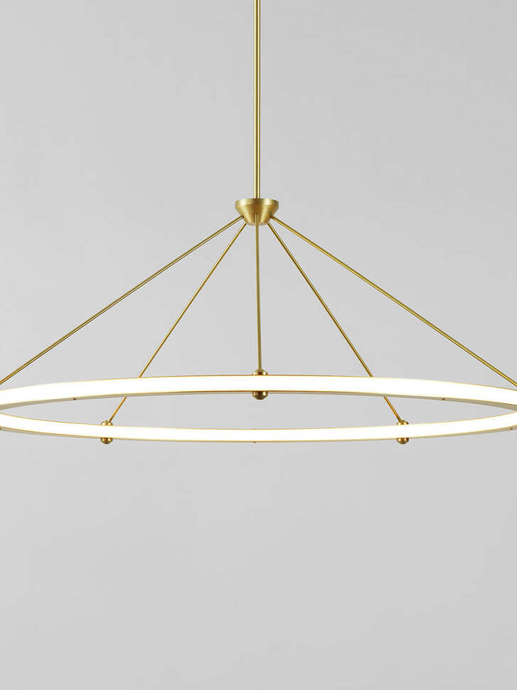 Gold single LED ring pendant with white illuminated underside