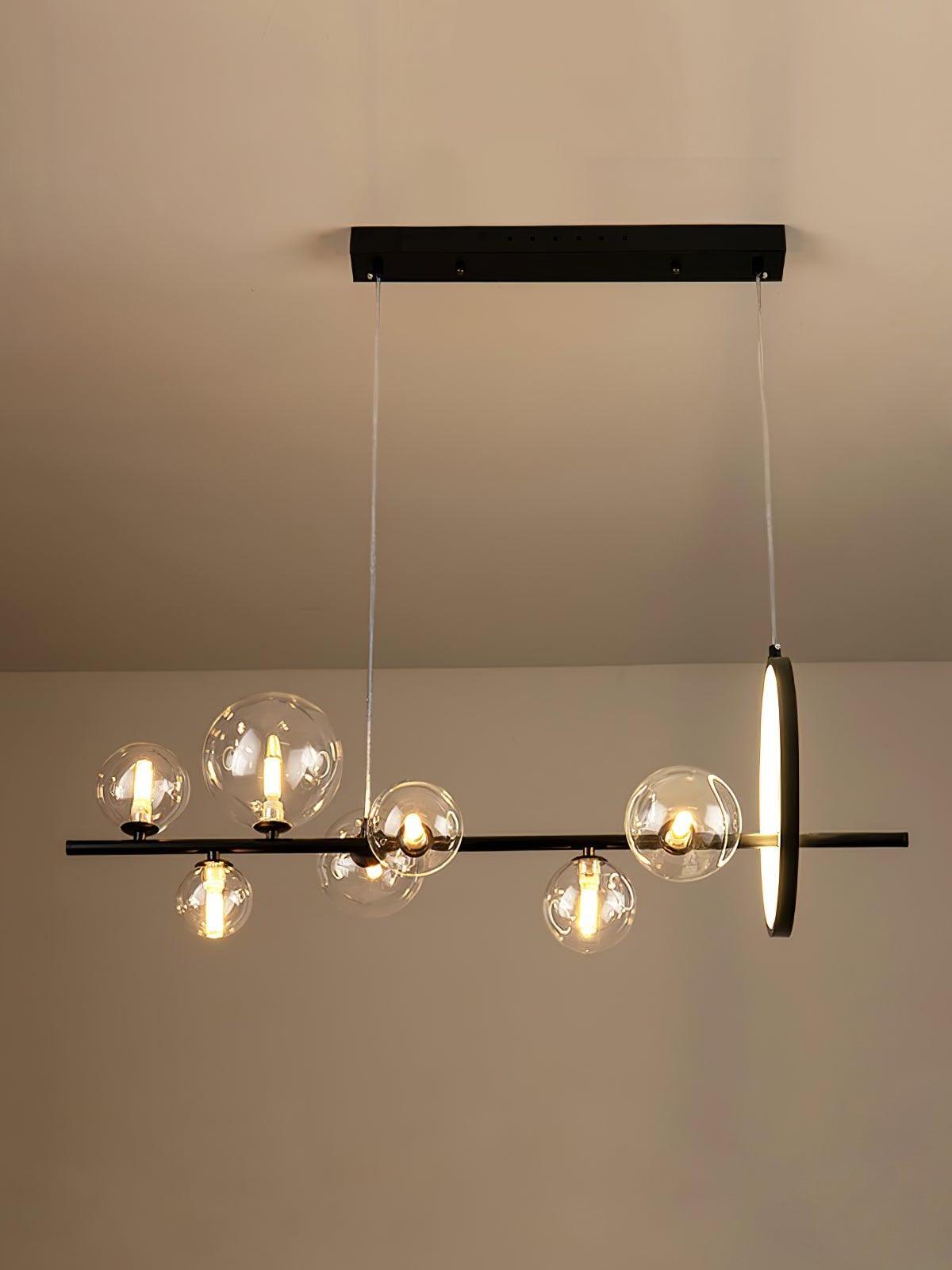 Globe-and-ring fixture beneath a rectangular black canopy