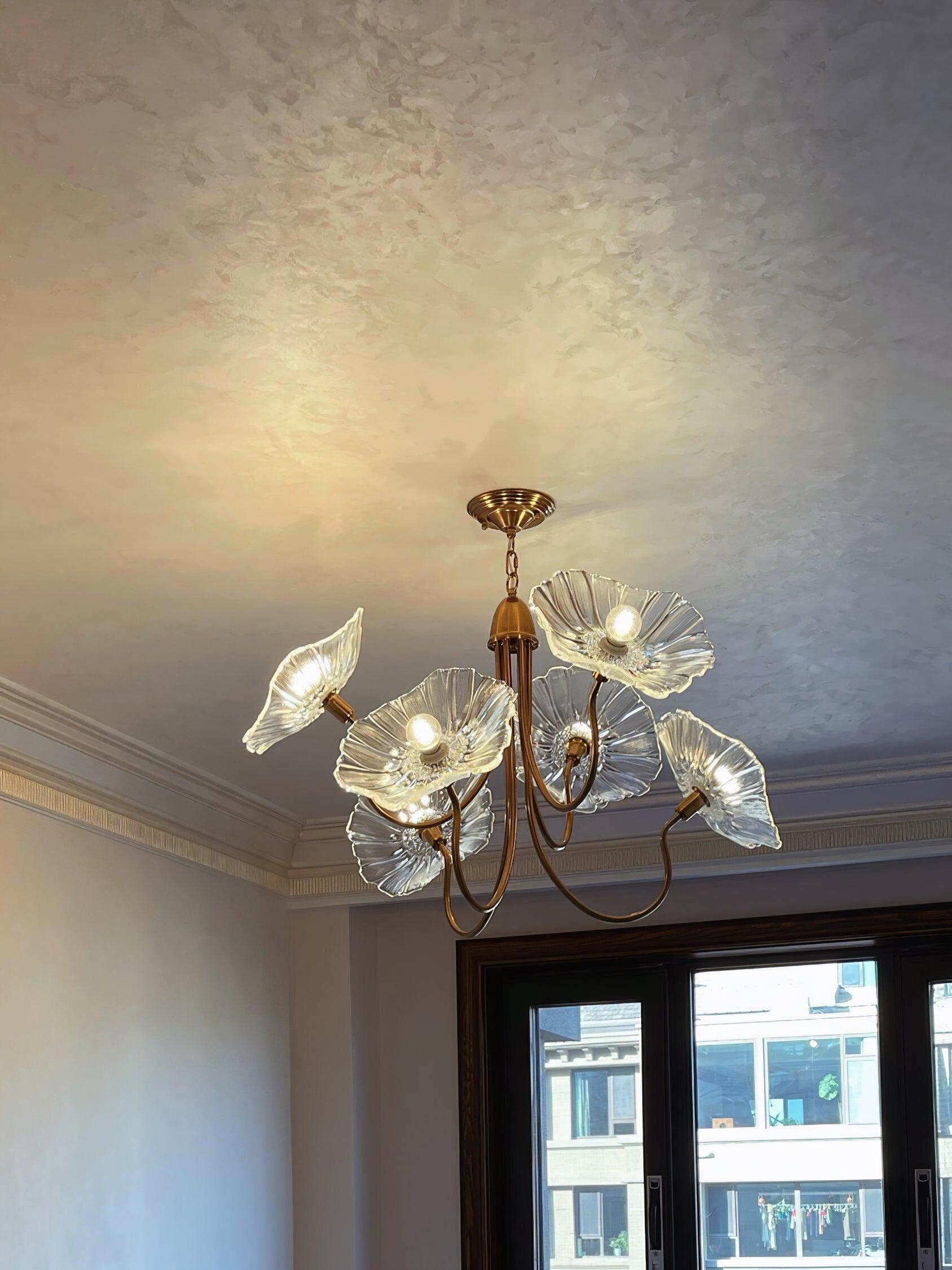 Lotus Leaf Glass Chandelier - Cueteks