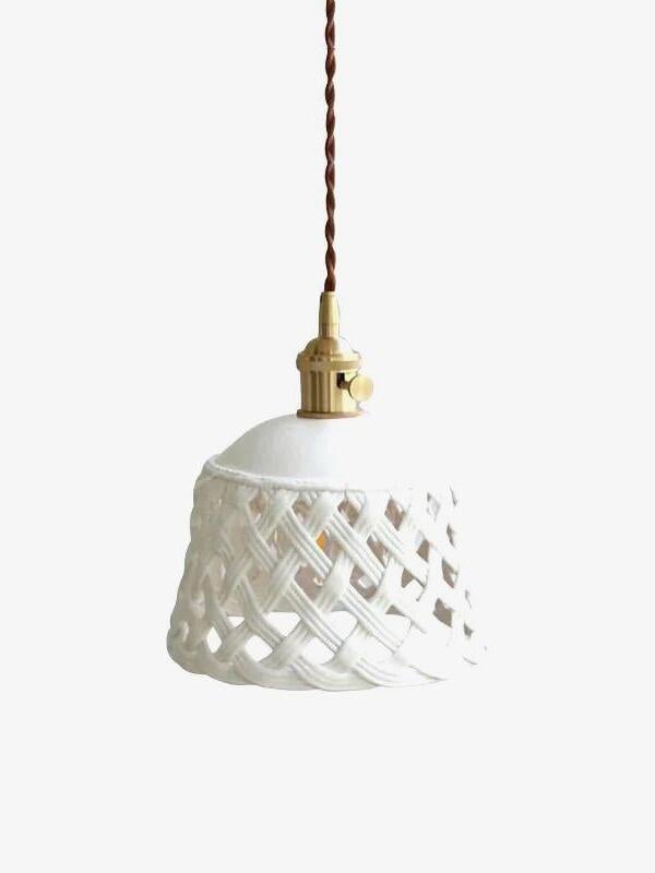 Stylish Ceramic Openwork Woven Pendant Lamp - Cueteks