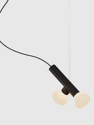 Black two-head pendant on a pale background