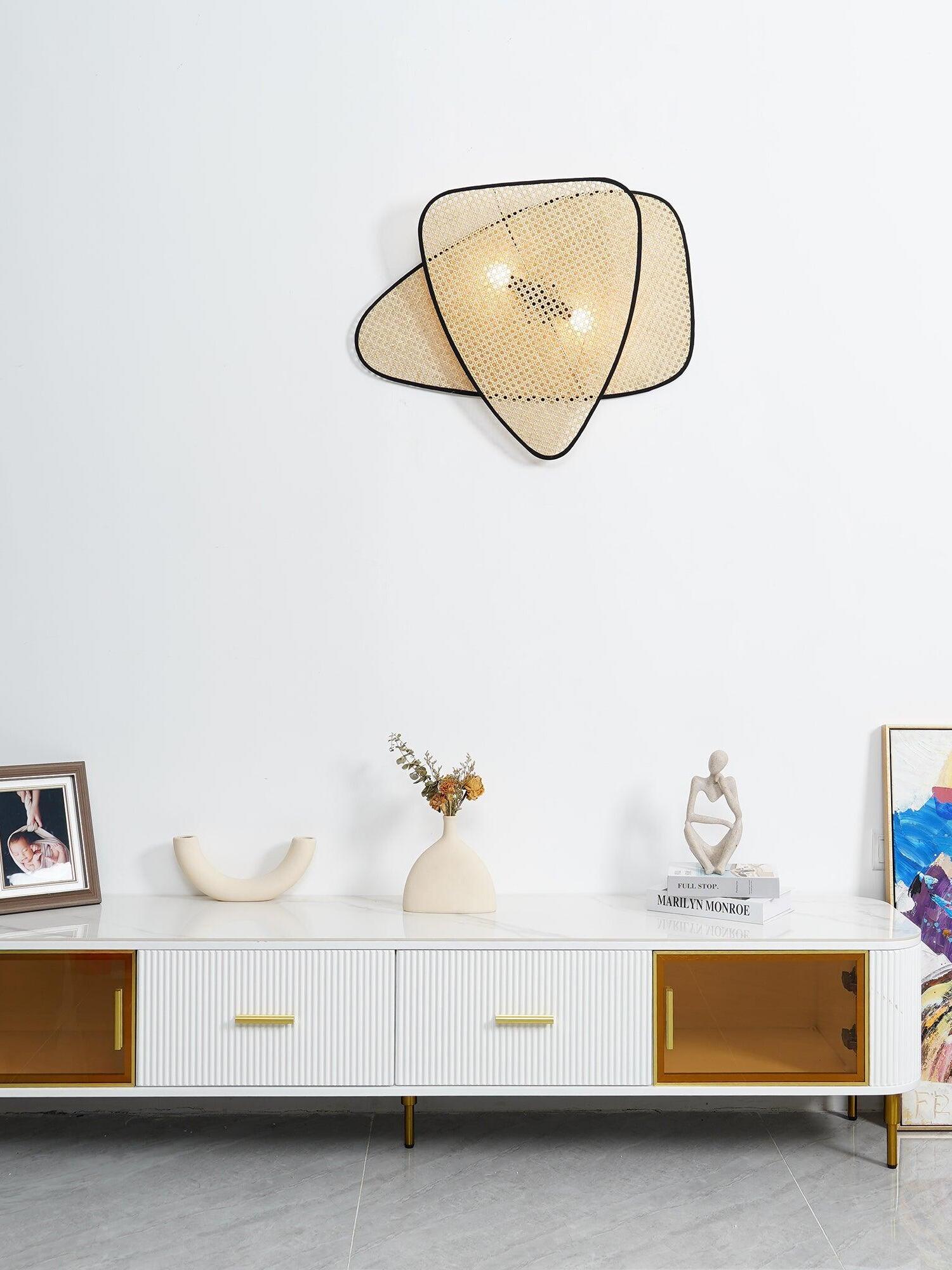 Rustic Bamboo Natural Screen Cannage Sconce - Cueteks