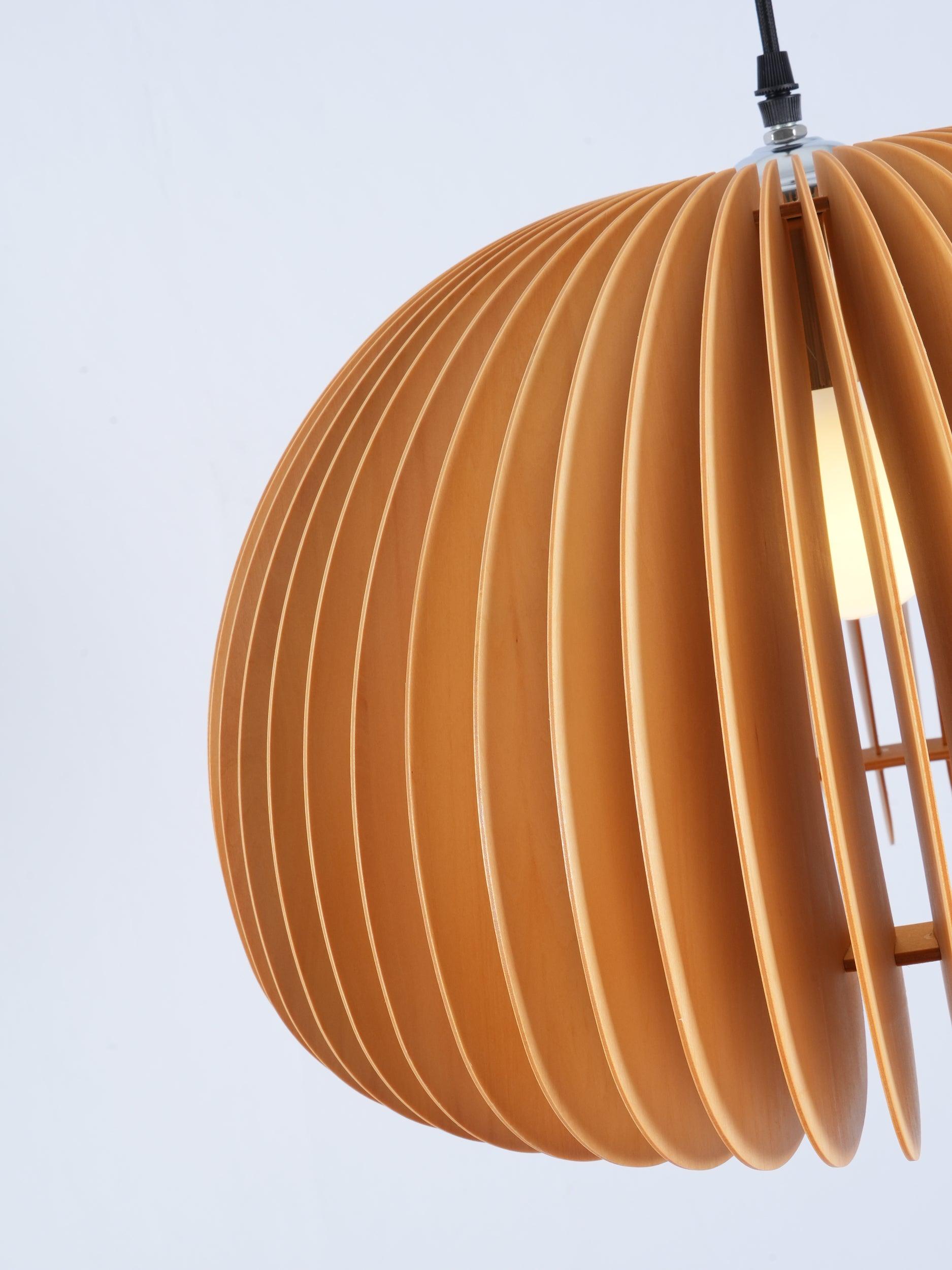 Rustic Wooden Pumpkin LED Pendant Lamp - Cueteks