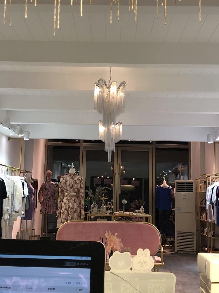 Small chain chandelier in a retail interior
